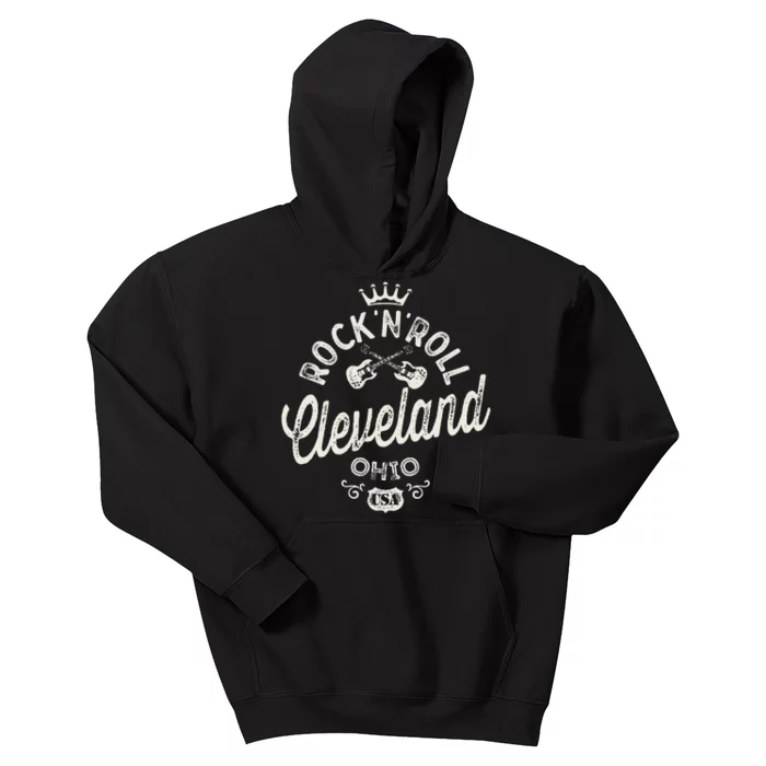 Cleveland RockNRoll Music Cool Vintage Kids Hoodie