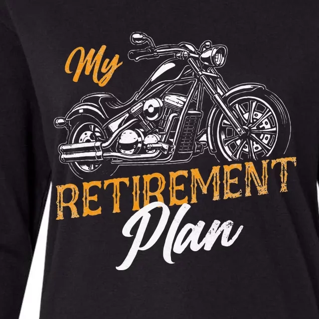 Classic Retired Motorcycle Biker My Retirement Plan Grandpa Womens Cotton Relaxed Long Sleeve T-Shirt