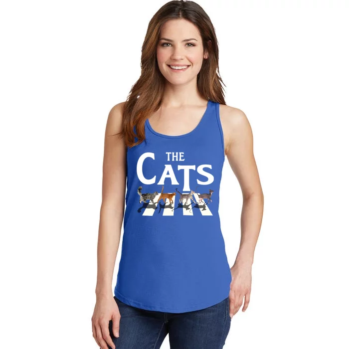 Cat Rock Music Funny Cat Lover Gifts Cute Cat Rock And Roll Lovers Graphic Ladies Essential Tank