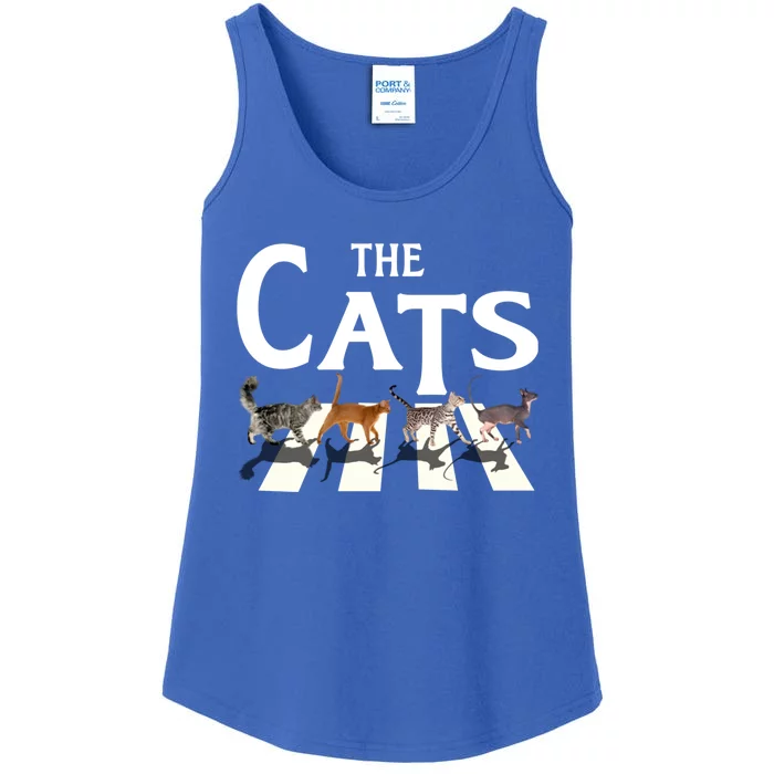 Cat Rock Music Funny Cat Lover Gifts Cute Cat Rock And Roll Lovers Graphic Ladies Essential Tank