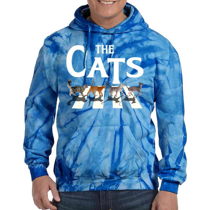 Cat Rock Music Funny Cat Lover Gifts Cute Cat Rock And Roll Lovers Graphic Tie Dye Hoodie