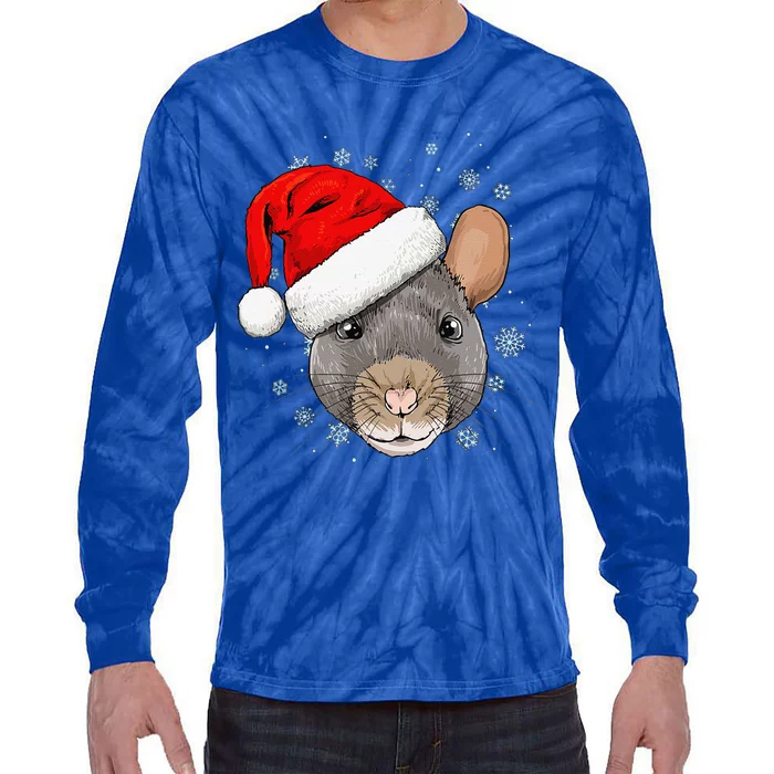 Christmas Rat Mouse Santa Clause Xmas Navidad Mice Rat Lover Tie-Dye Long Sleeve Shirt