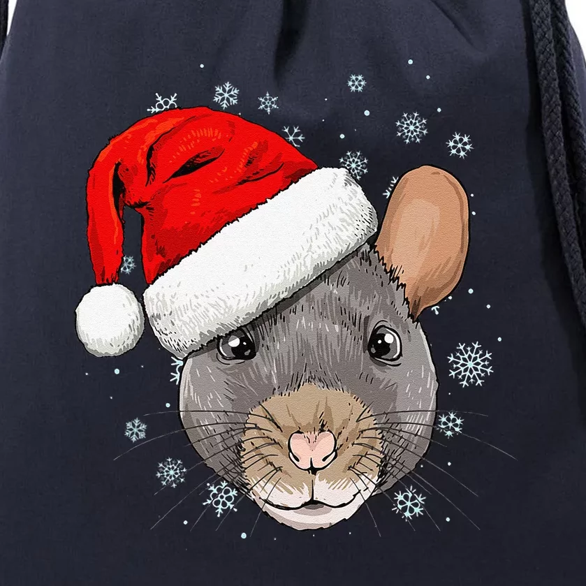 Christmas Rat Mouse Santa Clause Xmas Navidad Mice Rat Lover Drawstring Bag