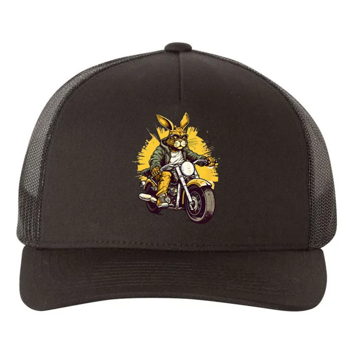 Cool Rabbit Motorcycle Rider Wild Hare Biker Yupoong Adult 5-Panel Trucker Hat