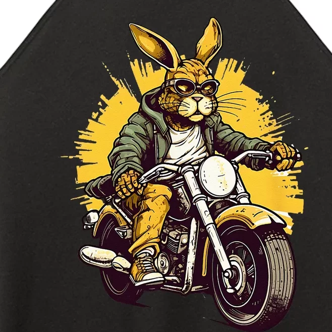 Cool Rabbit Motorcycle Rider Wild Hare Biker Women’s Perfect Tri Rocker Tank