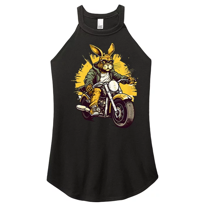 Cool Rabbit Motorcycle Rider Wild Hare Biker Women’s Perfect Tri Rocker Tank