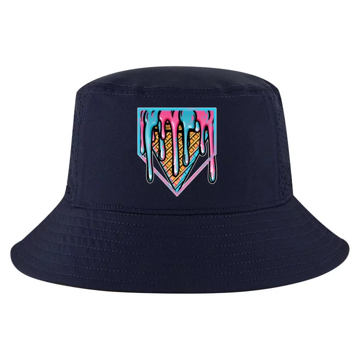 Cute Retro Melting Ice Cream Cone Baseball Home Plate Cool Comfort Performance Bucket Hat