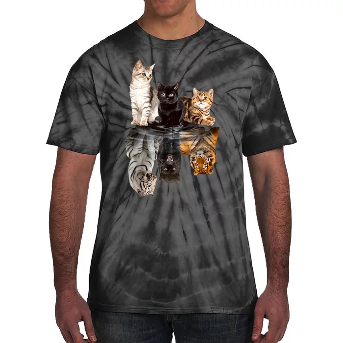 Cats Reflection Mirror Cheetah Iger Puma Cat & Animal Lover Tie-Dye T-Shirt