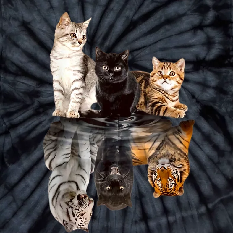 Cats Reflection Mirror Cheetah Iger Puma Cat & Animal Lover Tie-Dye T-Shirt