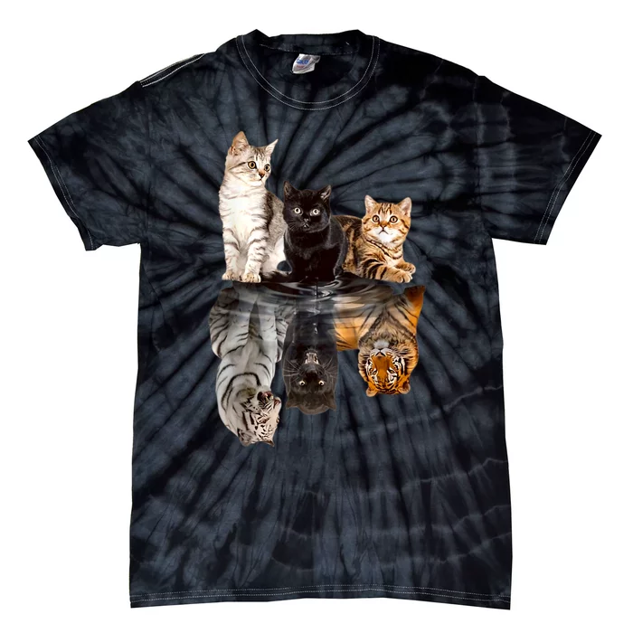 Cats Reflection Mirror Cheetah Iger Puma Cat & Animal Lover Tie-Dye T-Shirt