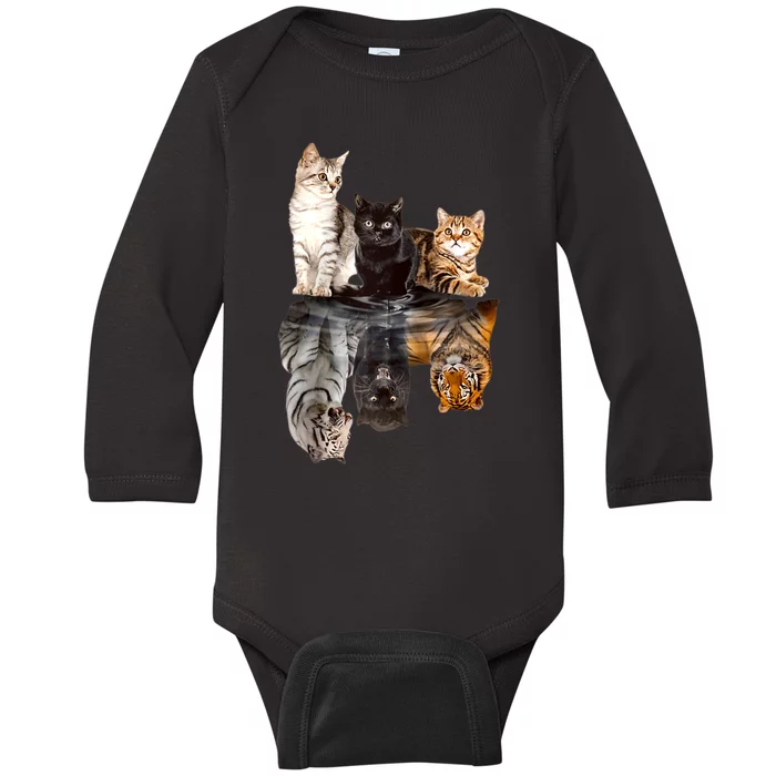 Cats Reflection Mirror Cheetah Iger Puma Cat & Animal Lover Raglan Baseball Baby Long Sleeve Bodysuit