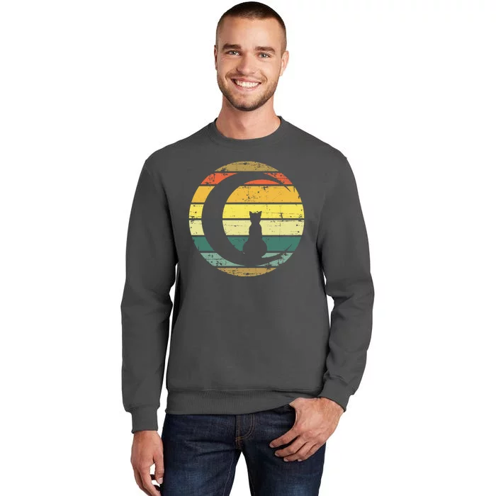 Cat Retro Moon Sunset Tall Sweatshirt