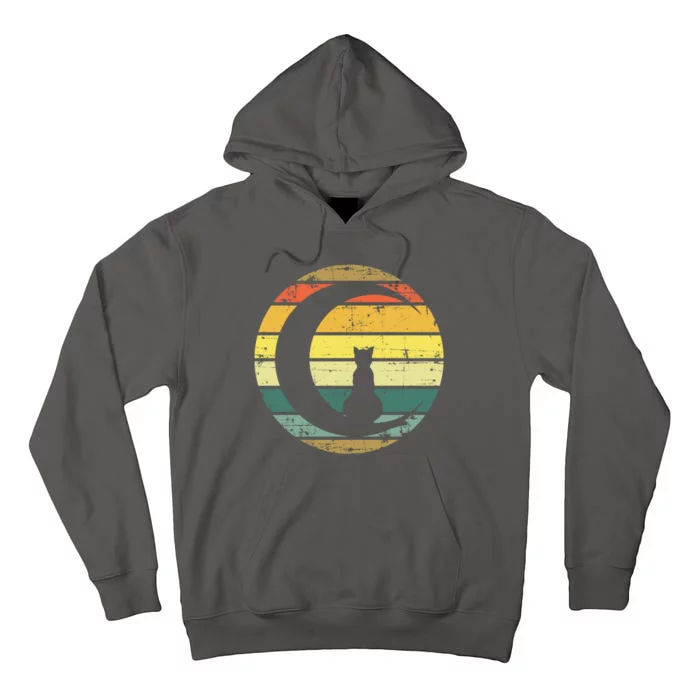 Cat Retro Moon Sunset Tall Hoodie