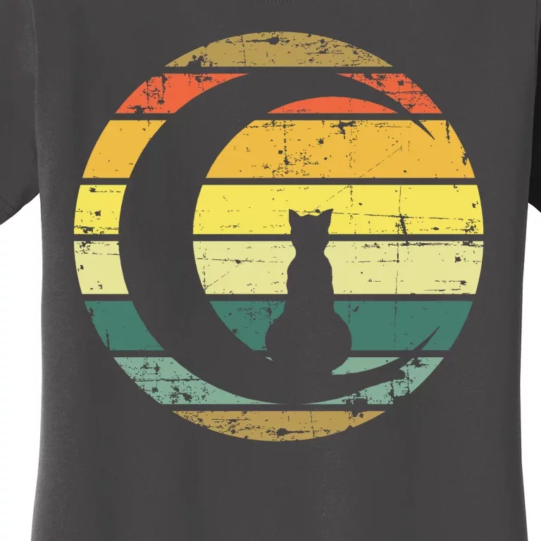 Cat Retro Moon Sunset Women's T-Shirt