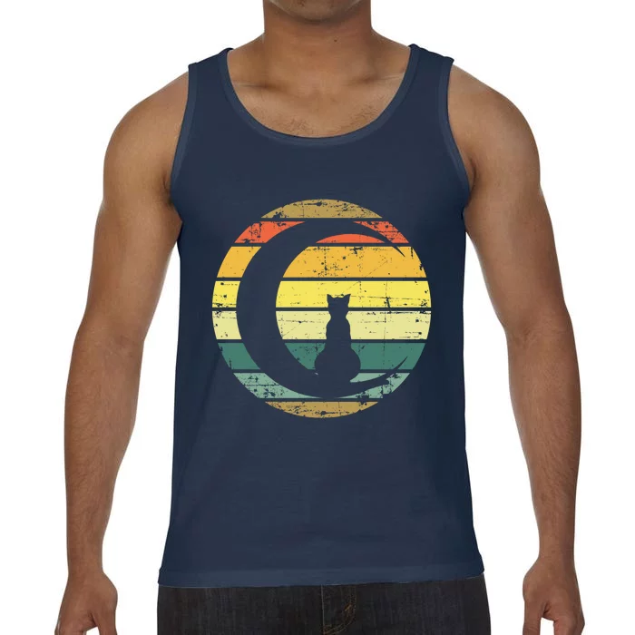 Cat Retro Moon Sunset Comfort Colors® Tank Top