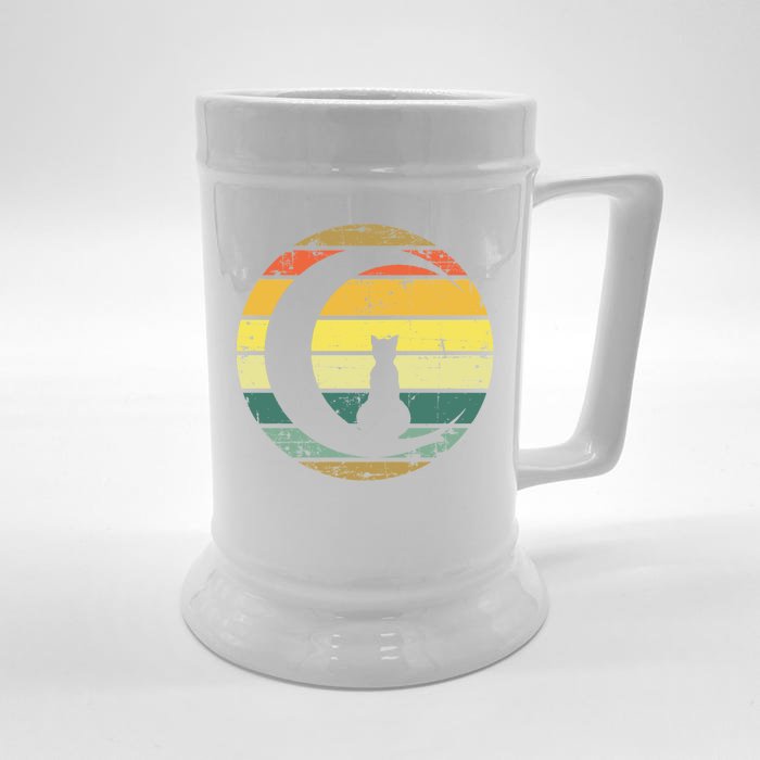 Cat Retro Moon Sunset Front & Back Beer Stein