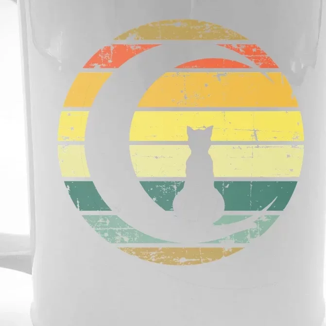 Cat Retro Moon Sunset Front & Back Beer Stein