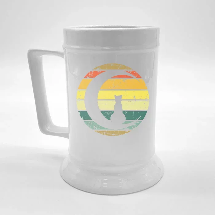 Cat Retro Moon Sunset Front & Back Beer Stein