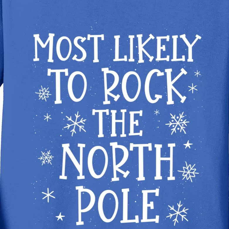 Christmas Rock Music Most Likely To Christmas Gift Kids Long Sleeve Shirt