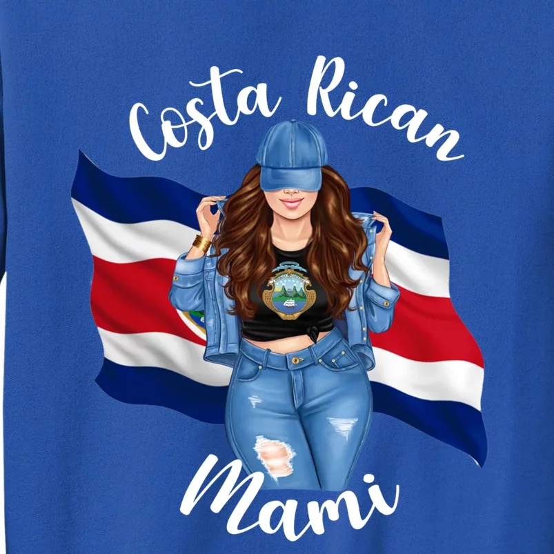 Costa Rican Mami Flag Emblem Brunette Costa Rico Queen Mom Gift Sweatshirt