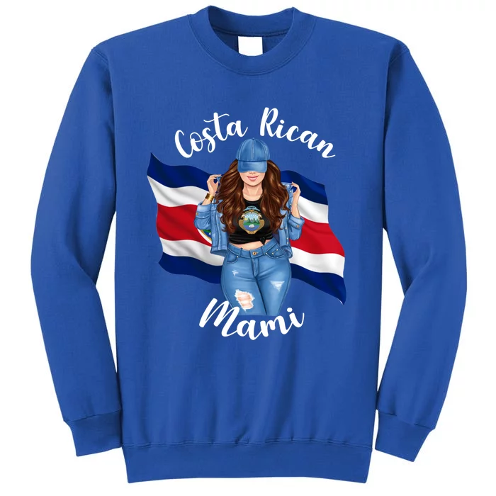 Costa Rican Mami Flag Emblem Brunette Costa Rico Queen Mom Gift Sweatshirt