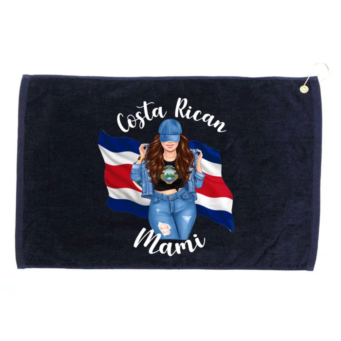 Costa Rican Mami Flag Emblem Brunette Costa Rico Queen Mom Gift Grommeted Golf Towel