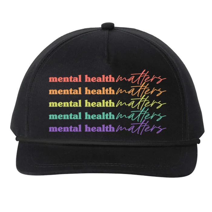 Colorful Retro Mental Health Matters Snapback Five-Panel Rope Hat