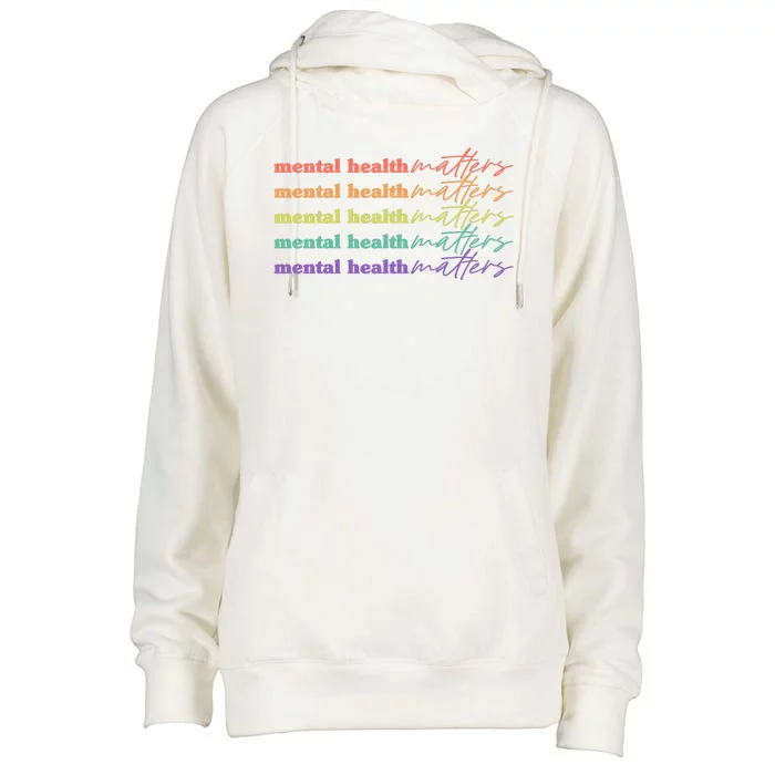 Colorful Retro Mental Health Matters Womens Funnel Neck Pullover Hood