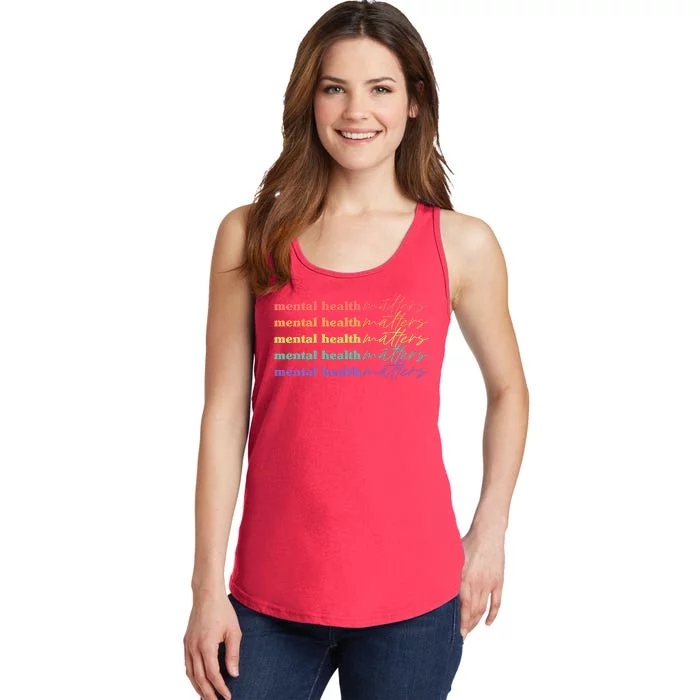 Colorful Retro Mental Health Matters Ladies Essential Tank