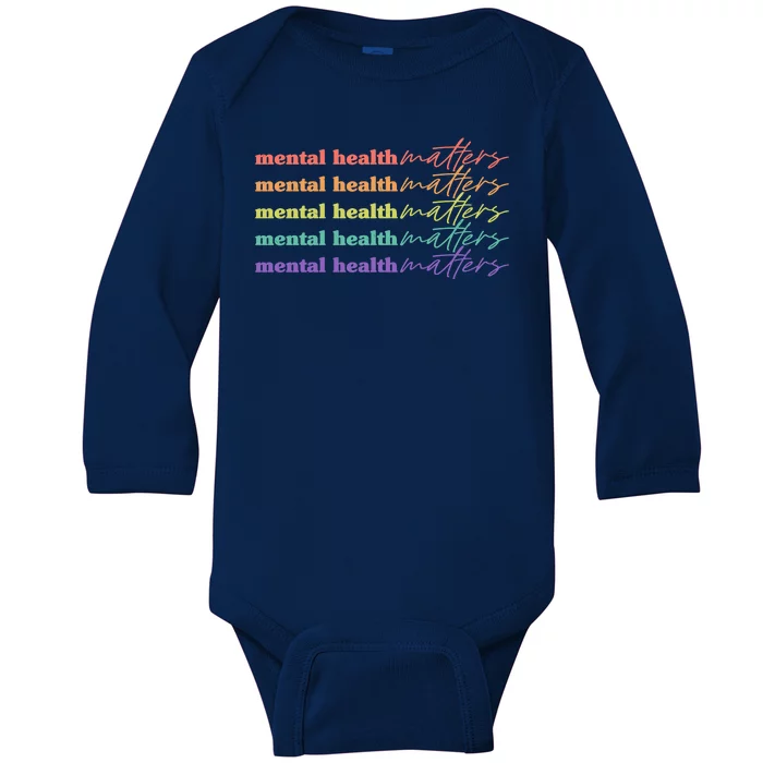 Colorful Retro Mental Health Matters Baby Long Sleeve Bodysuit