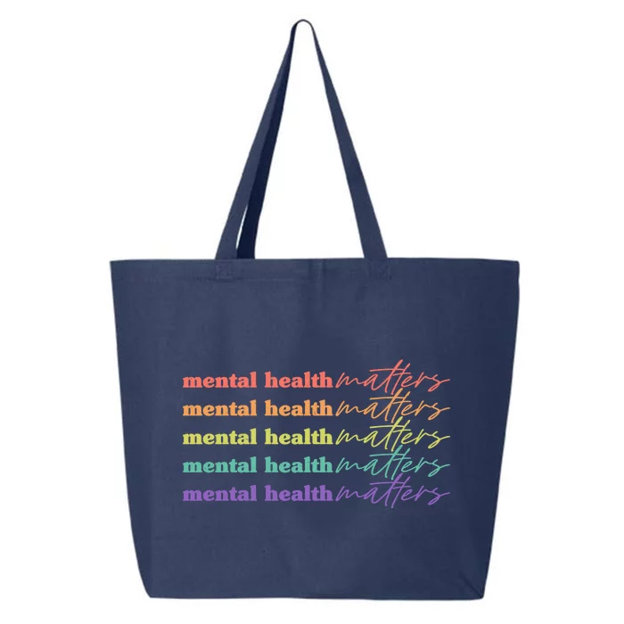 Colorful Retro Mental Health Matters 25L Jumbo Tote