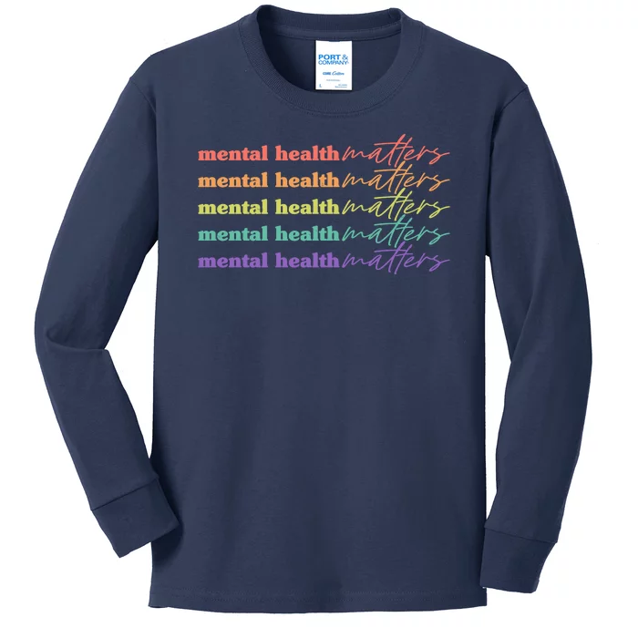 Colorful Retro Mental Health Matters Kids Long Sleeve Shirt