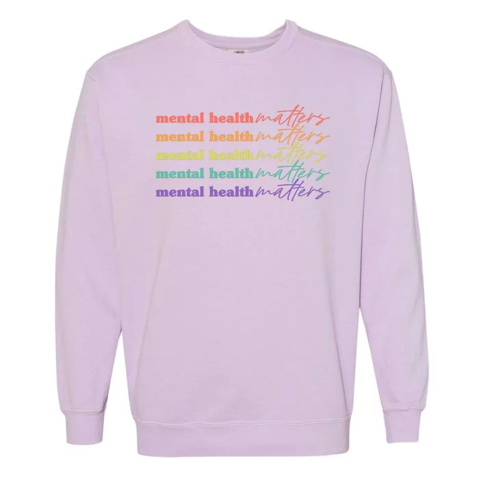 Colorful Retro Mental Health Matters Garment-Dyed Sweatshirt