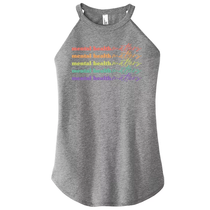 Colorful Retro Mental Health Matters Women’s Perfect Tri Rocker Tank