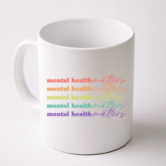 Colorful Retro Mental Health Matters Front & Back Coffee Mug