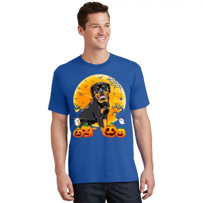 Cute Rottweiler Moon Pumpkin Halloween Dog Lover Gift T-Shirt