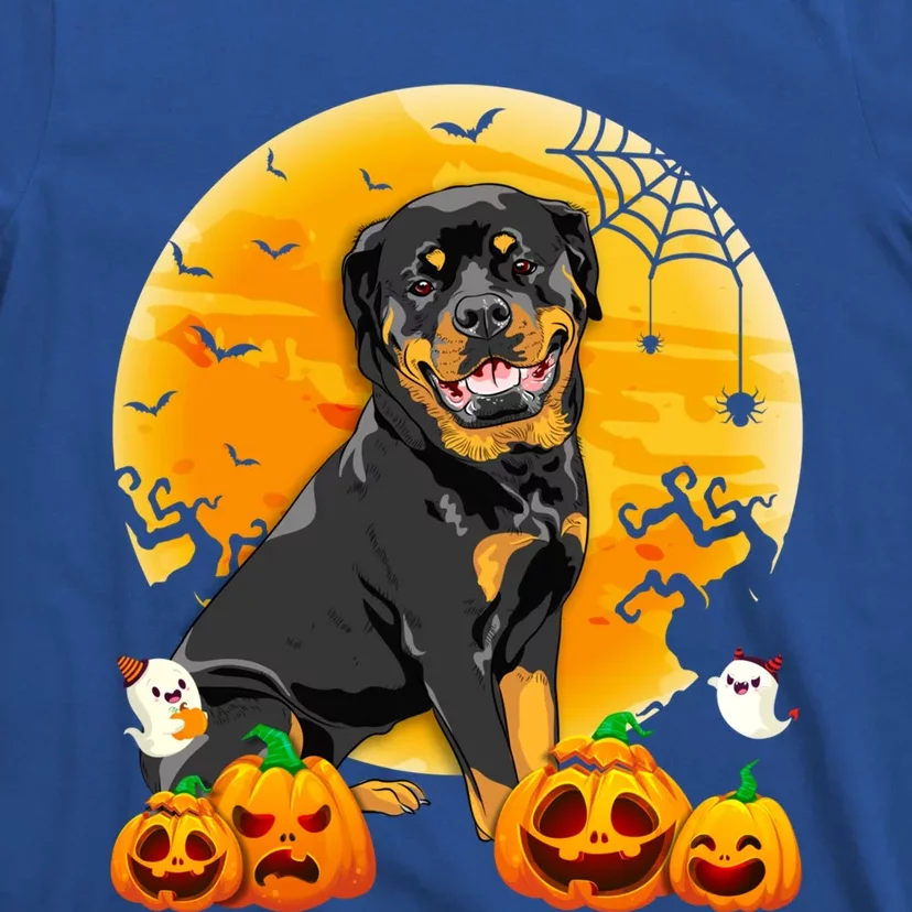 Cute Rottweiler Moon Pumpkin Halloween Dog Lover Gift T-Shirt