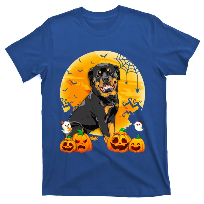 Cute Rottweiler Moon Pumpkin Halloween Dog Lover Gift T-Shirt