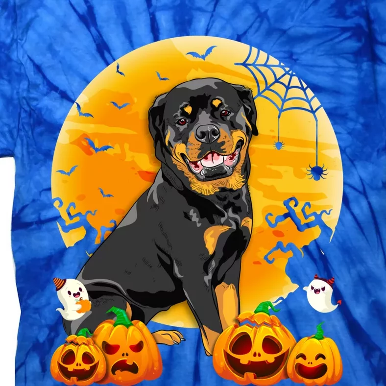 Cute Rottweiler Moon Pumpkin Halloween Dog Lover Gift Tie-Dye T-Shirt