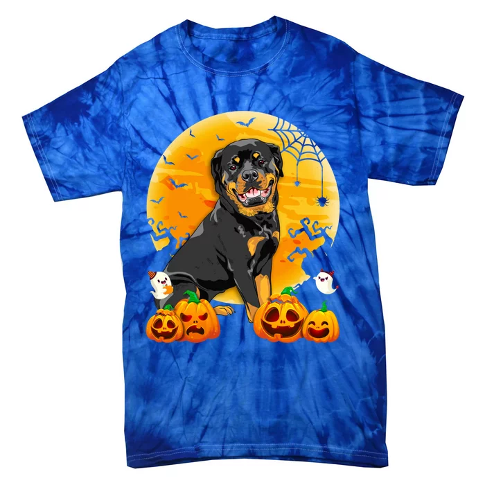 Cute Rottweiler Moon Pumpkin Halloween Dog Lover Gift Tie-Dye T-Shirt