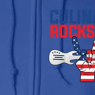 Culinary Rockstar Merica Flag Funny Chef Cook Culinary Lover Gift Full Zip Hoodie