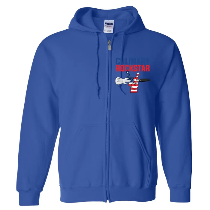 Culinary Rockstar Merica Flag Funny Chef Cook Culinary Lover Gift Full Zip Hoodie