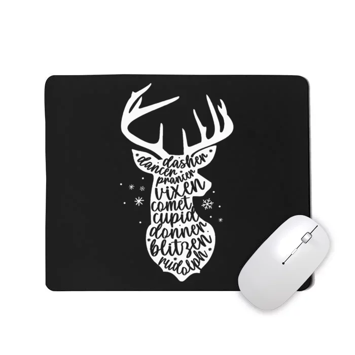 Christmas Reindeer Names Cute Holiday Rudolph Mousepad