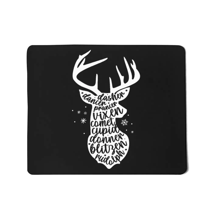 Christmas Reindeer Names Cute Holiday Rudolph Mousepad