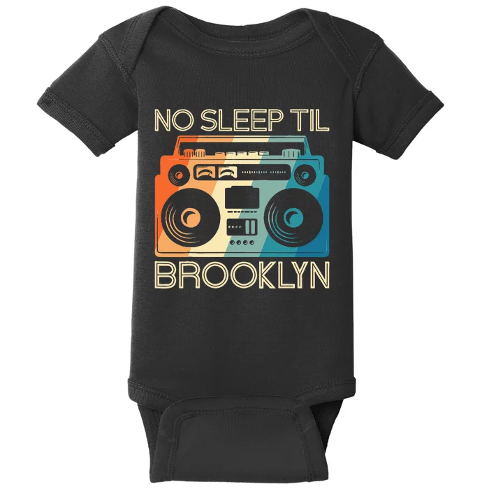 Cool Retro No Sleep Til Brooklyn Old School Portable Stereo Baby Bodysuit