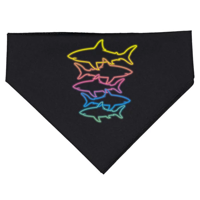 Colorful Retro Neon Sharks USA-Made Doggie Bandana