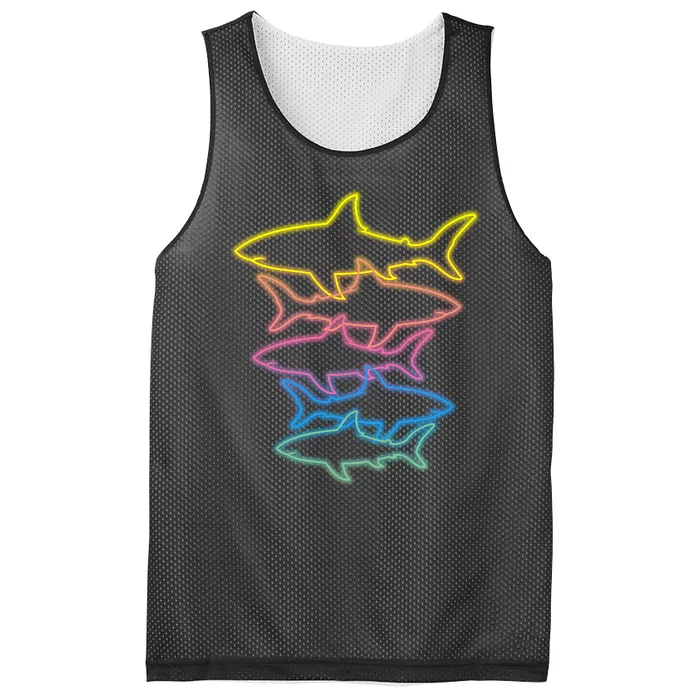 Colorful Retro Neon Sharks Mesh Reversible Basketball Jersey Tank