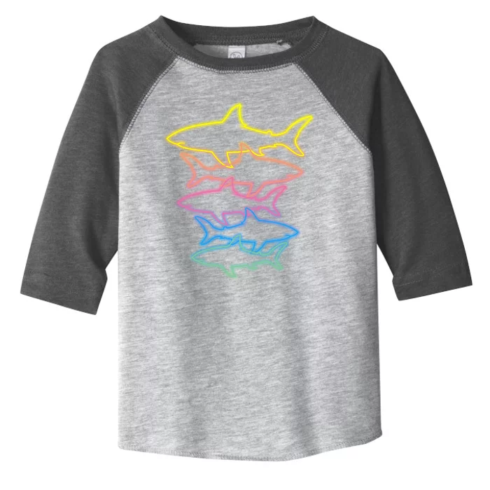 Colorful Retro Neon Sharks Toddler Fine Jersey T-Shirt