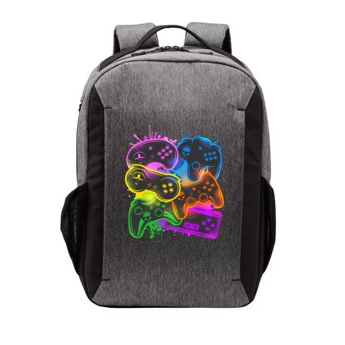 Cool Retro Neon Graffiti Video Game Controllers Vector Backpack