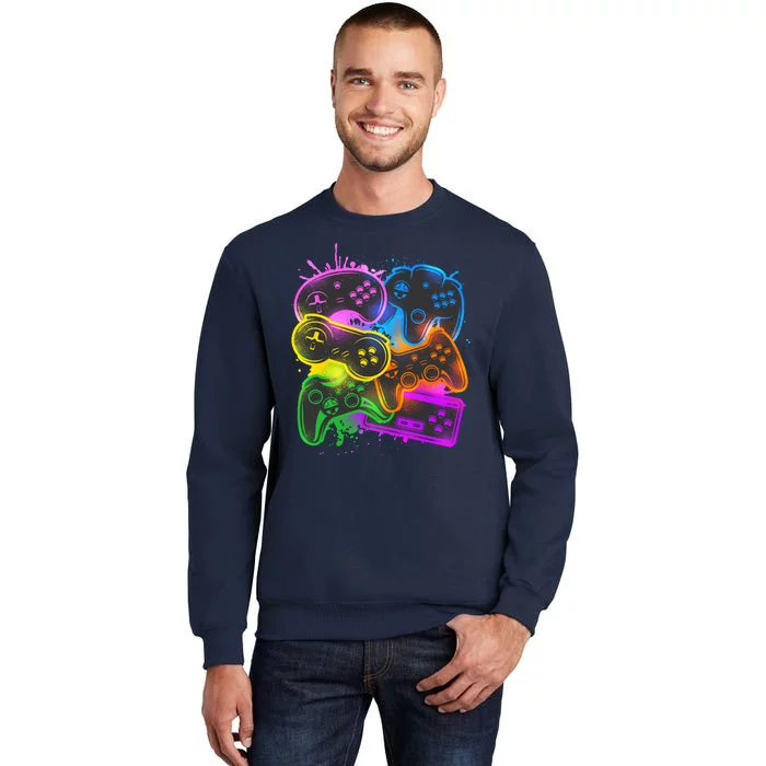 Cool Retro Neon Graffiti Video Game Controllers Sweatshirt